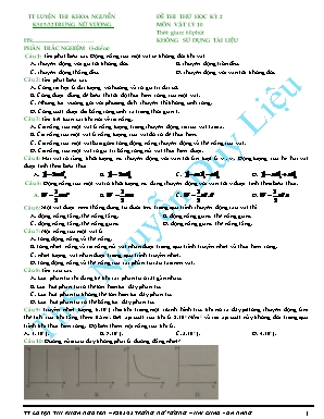Đề thi thử học kỳ 2 môn Vật lý Lớp 10 - Nguyễn Duy Liệu